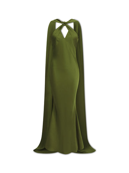 ***PRE-ORDER*** 'ATONEMENT' SCARF DETAIL LONGLINE MAXI DRESS OLIVE