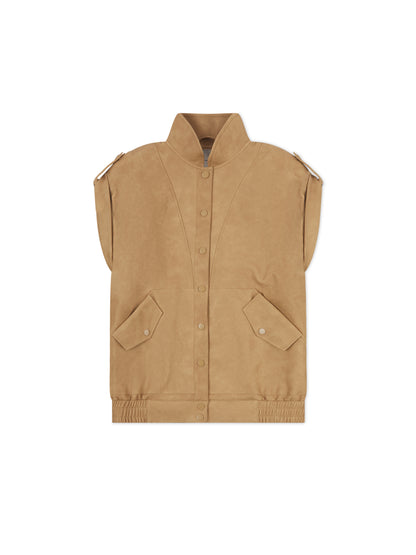 'SIENNA' FAUX LEATHER OVERSIZED MULTI WAY JACKET CAMEL