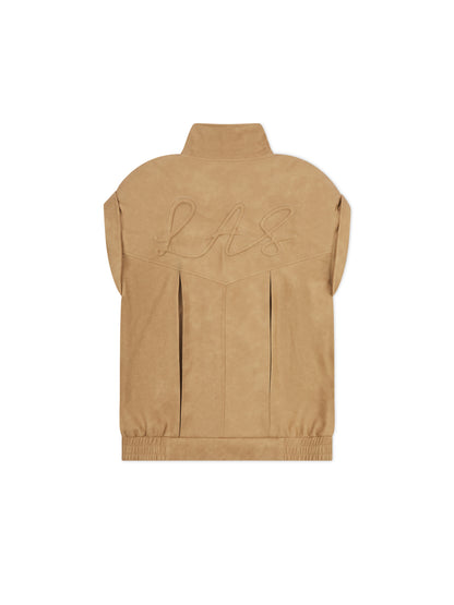 'SIENNA' FAUX LEATHER OVERSIZED MULTI WAY JACKET CAMEL