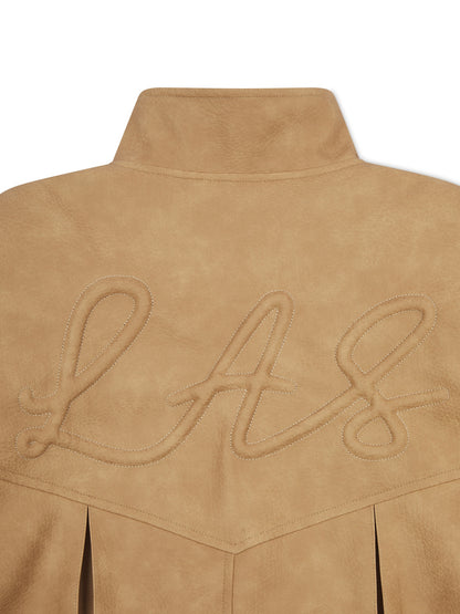 'SIENNA' FAUX LEATHER OVERSIZED MULTI WAY JACKET CAMEL