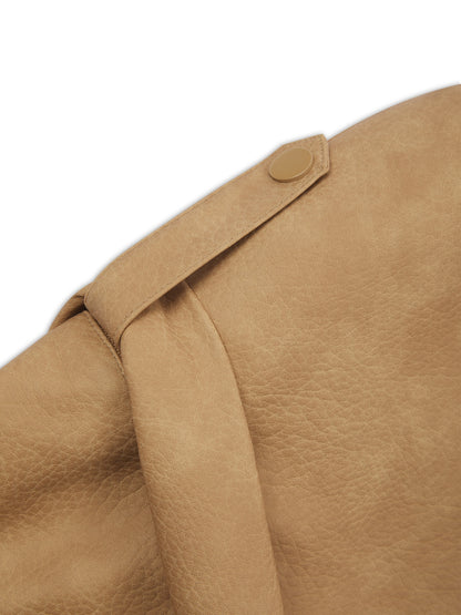 'SIENNA' FAUX LEATHER OVERSIZED MULTI WAY JACKET CAMEL