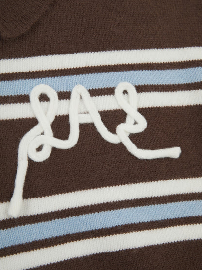 'SUKI' LAS KNITTED RUGBY TOP BROWN MULTI