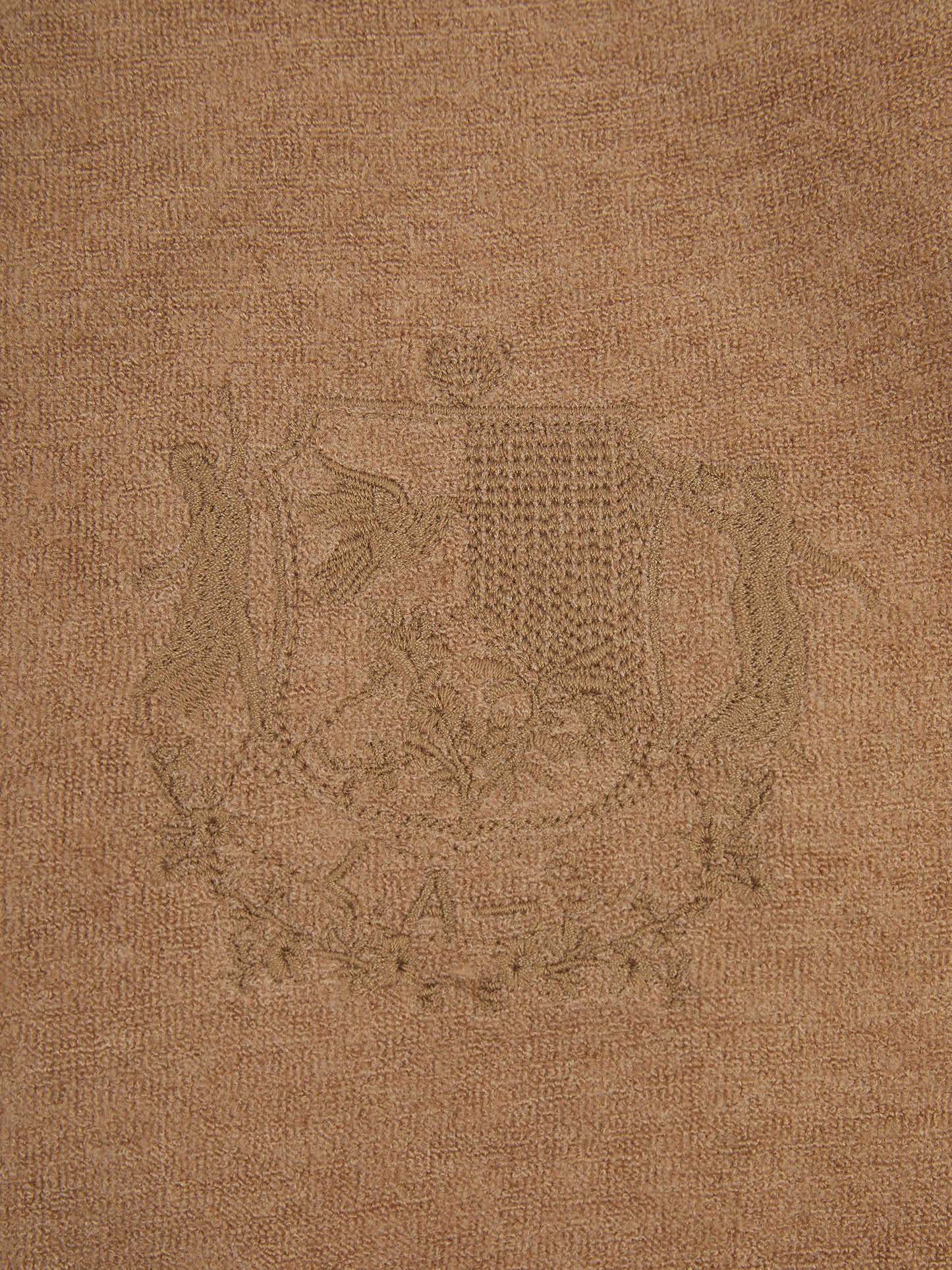 'NICOLE' VELOUR TOWELLING EMBROIDERED ZIP UP HOODIE CAMEL