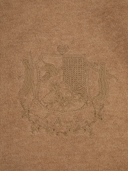 'NICOLE' VELOUR TOWELLING EMBROIDERED ZIP UP HOODIE CAMEL