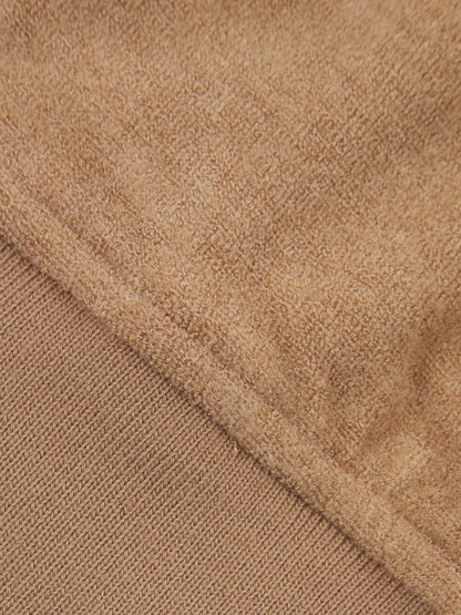'NICOLE' VELOUR TOWELLING EMBROIDERED ZIP UP HOODIE CAMEL