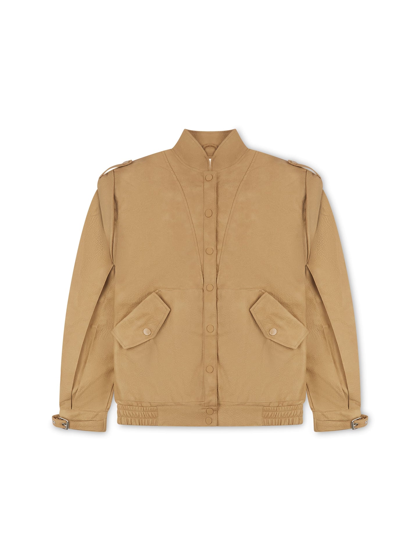 'SIENNA' FAUX LEATHER OVERSIZED MULTI WAY JACKET CAMEL