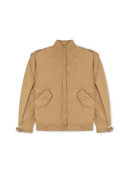 'SIENNA' FAUX LEATHER OVERSIZED MULTI WAY JACKET CAMEL