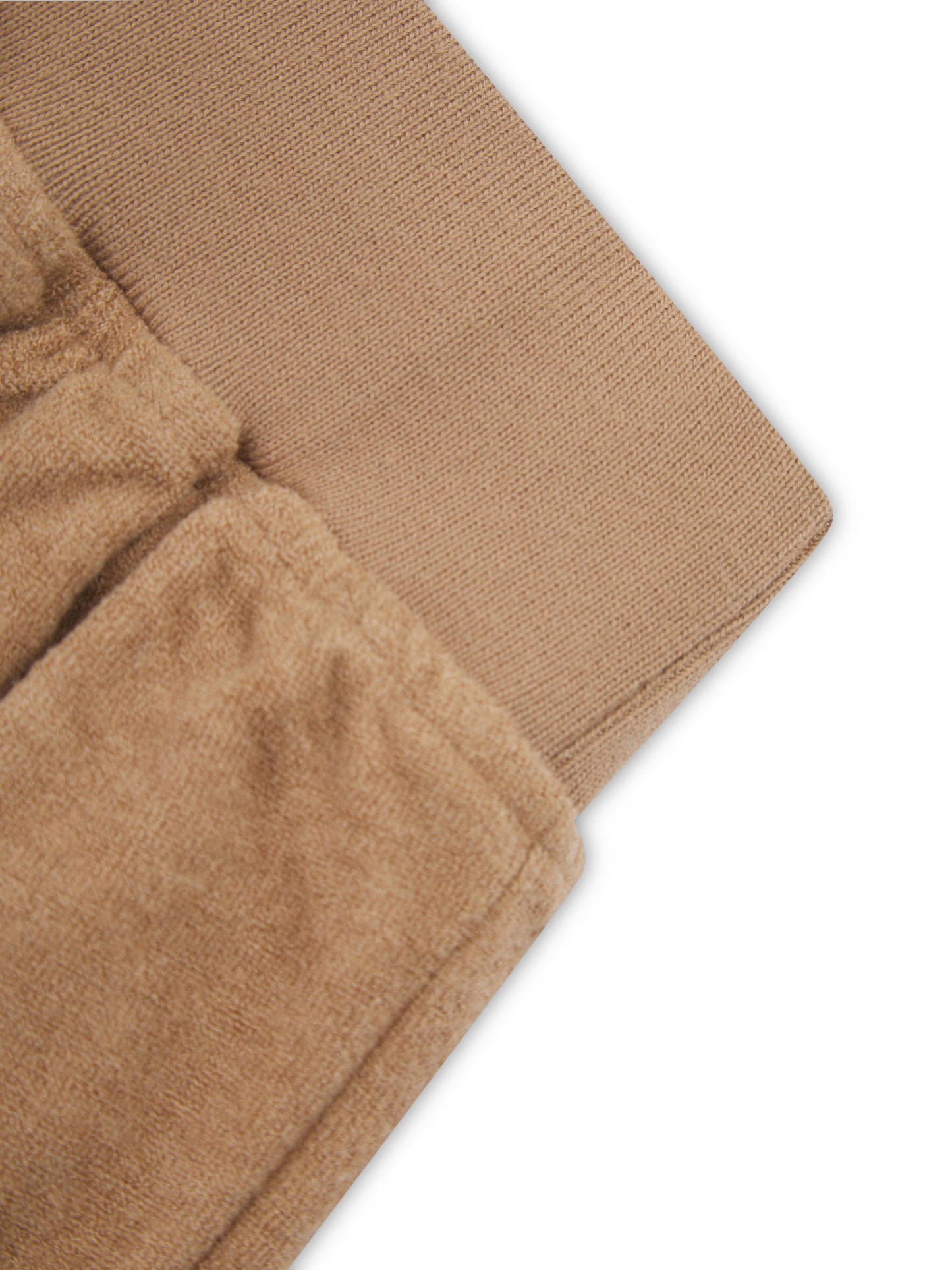 'PARIS' VELOUR TOWELLING EMBROIDERED WIDE LEG TROUSERS CAMEL