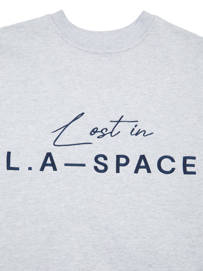 'LOST IN L.A-S' EMBROIDERED SWEATSHIRT IN LIGHT GREY MARL
