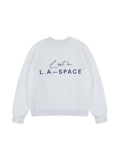 'LOST IN L.A-S' EMBROIDERED SWEATSHIRT IN LIGHT GREY MARL