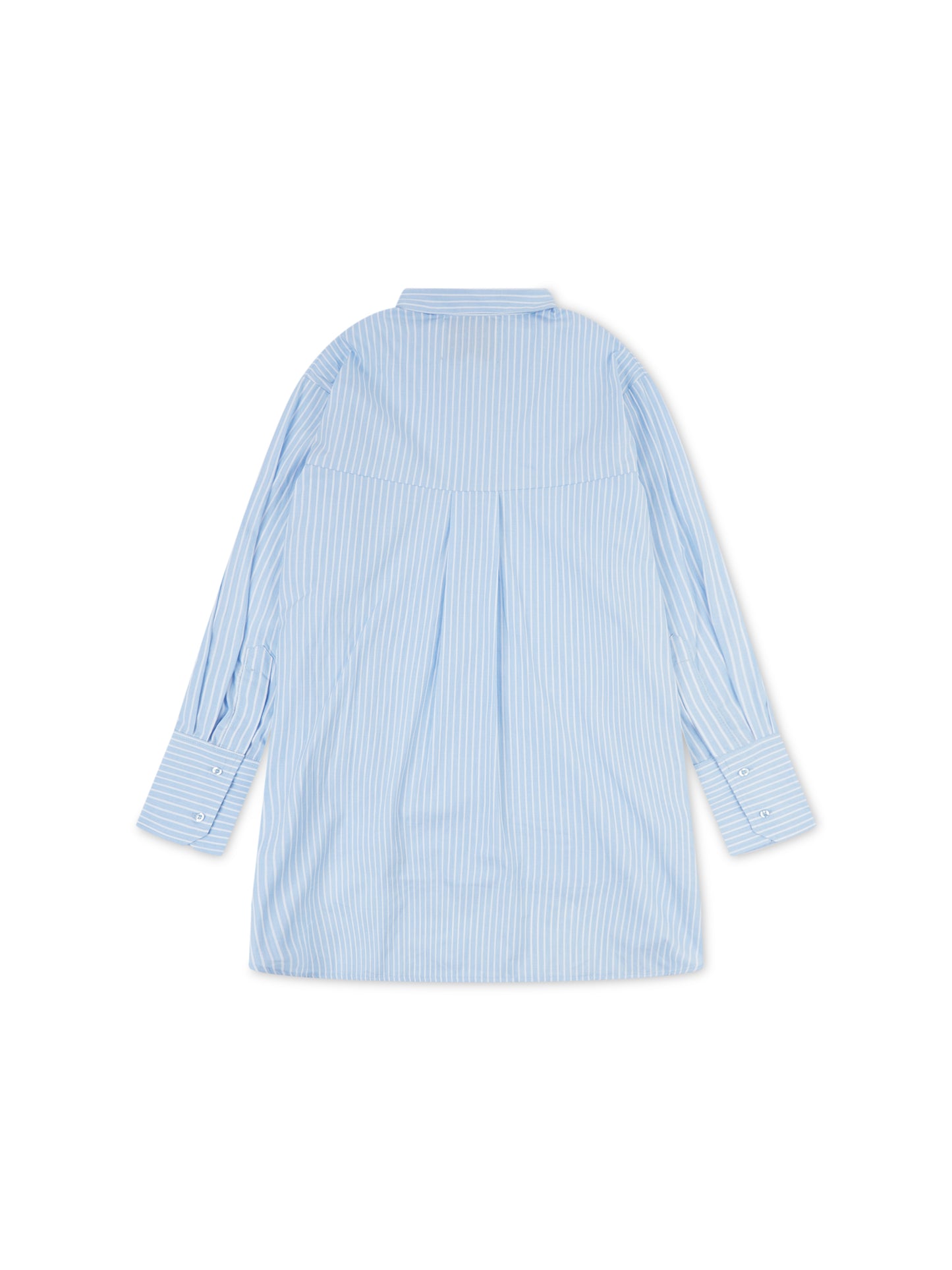 ‘EASY DOES IT’ STRIPE COTTON BOX PLEAT SHIRT BLUE