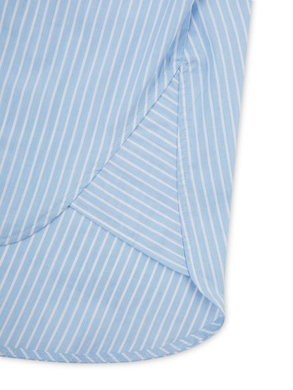 ‘EASY DOES IT’ STRIPE COTTON BOX PLEAT SHIRT BLUE