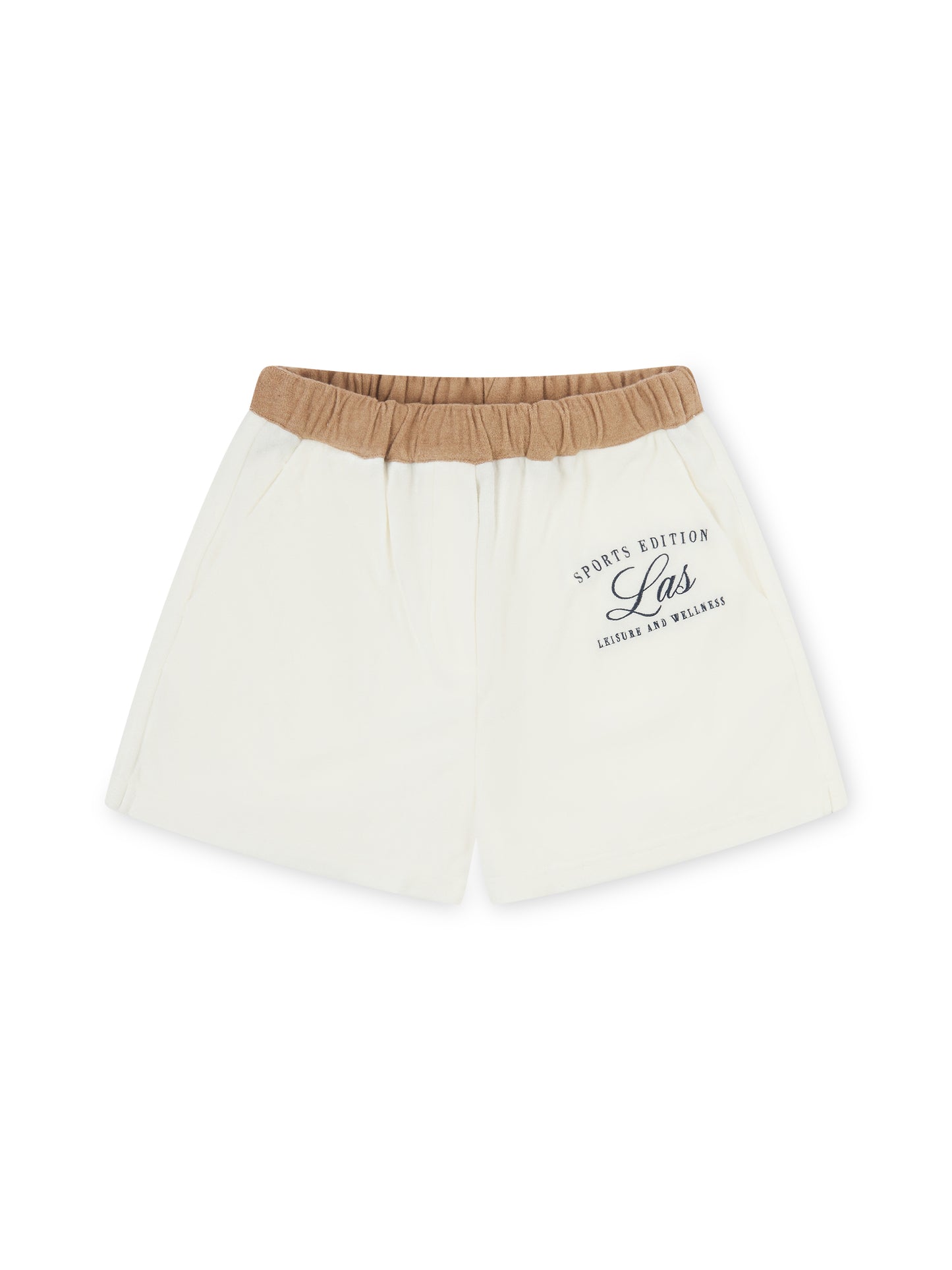 'MONACO' VELOUR TOWELLING A LINE FIT SHORT WHITE