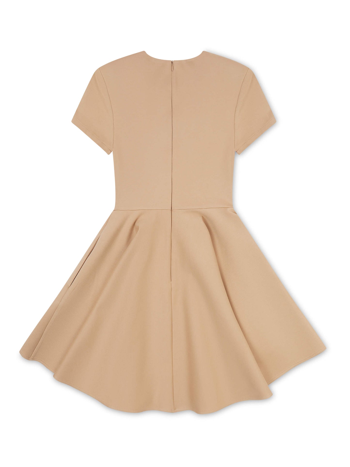 'RIVIERA' SHORT SLEEVE STRUCTURED SHOULDER MINI DRESS CAMEL