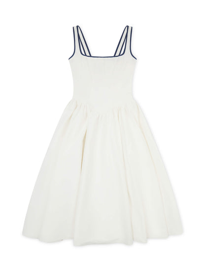 'CHLOE' CORSETED SQUARE NECK MIDI DRESS WHITE