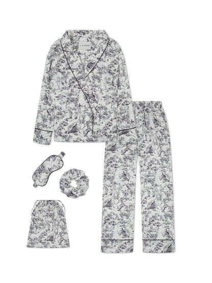 L.A-S SIGNATURE 5 PIECE NIGHTWEAR GIFT SET WHITE MULTI