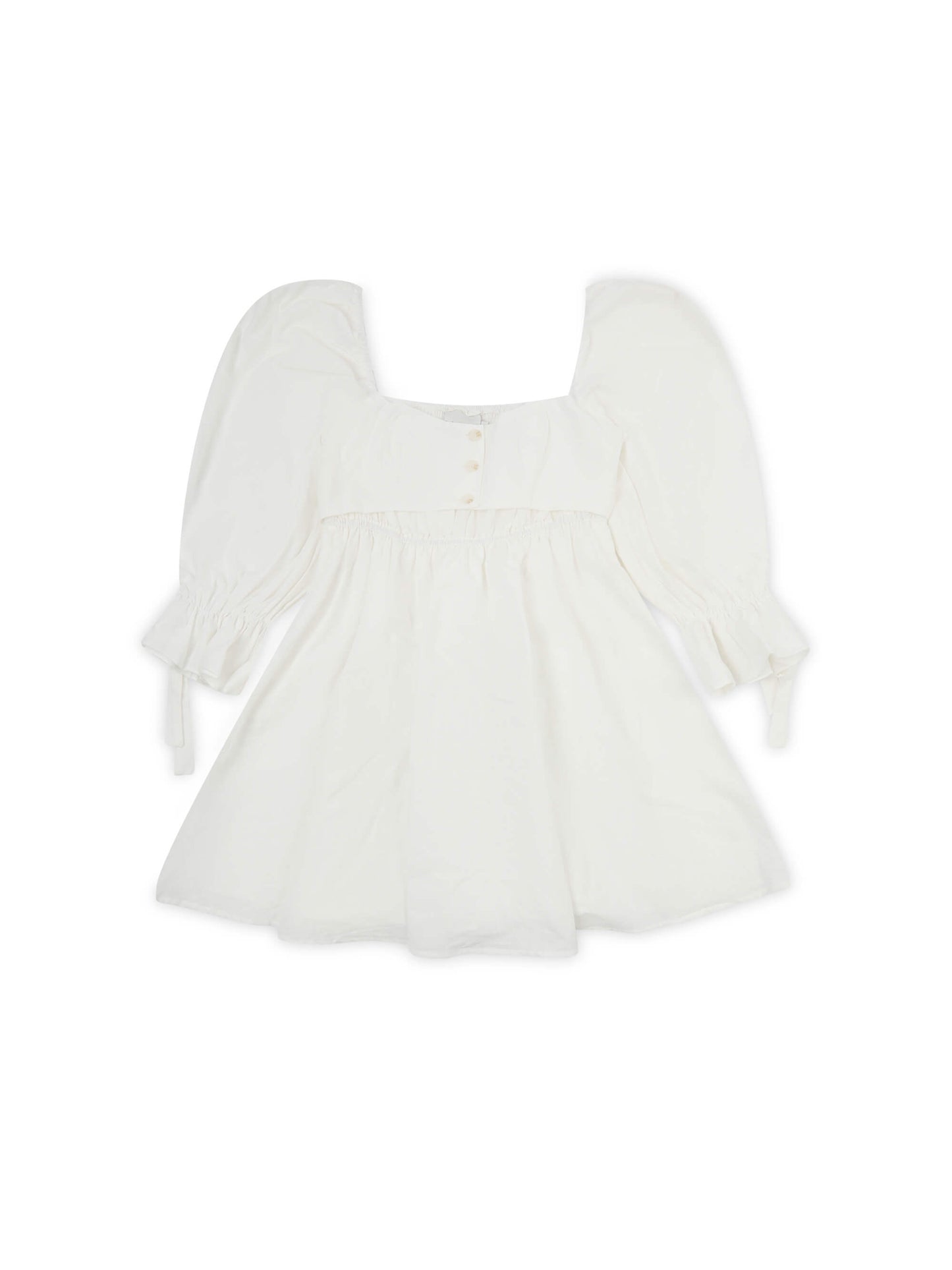'ALTHEA' SQUARE NECK BUTTON UP BABYDOLL MINI DRESS WHITE
