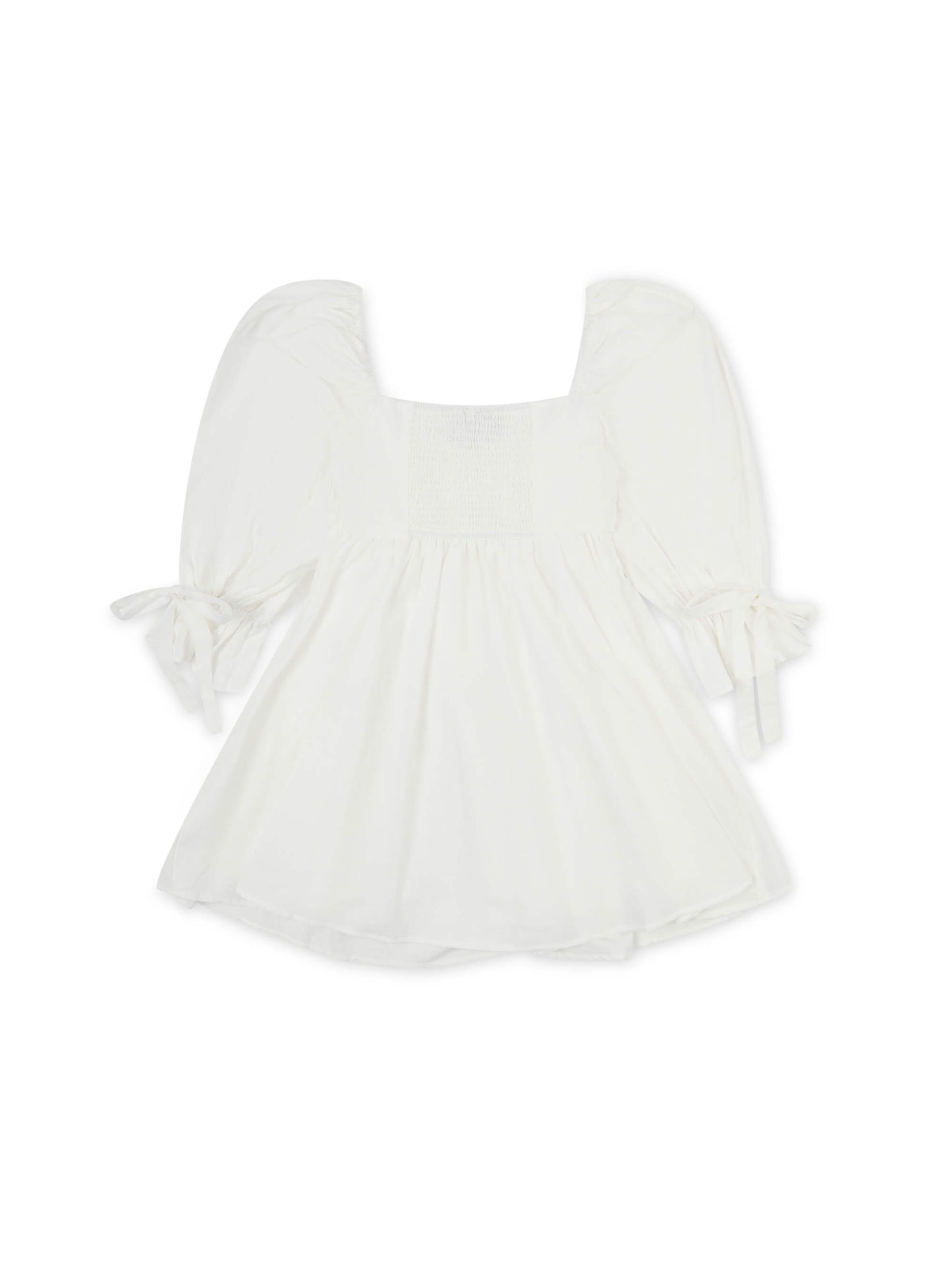 'ALTHEA' SQUARE NECK BUTTON UP BABYDOLL MINI DRESS WHITE
