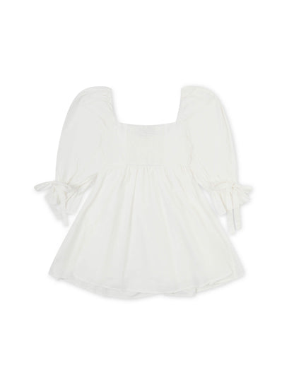 'ALTHEA' SQUARE NECK BUTTON UP BABYDOLL MINI DRESS WHITE
