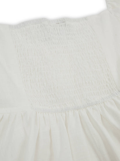 'ALTHEA' SQUARE NECK BUTTON UP BABYDOLL MINI DRESS WHITE