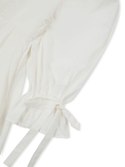 'ALTHEA' SQUARE NECK BUTTON UP BABYDOLL MINI DRESS WHITE