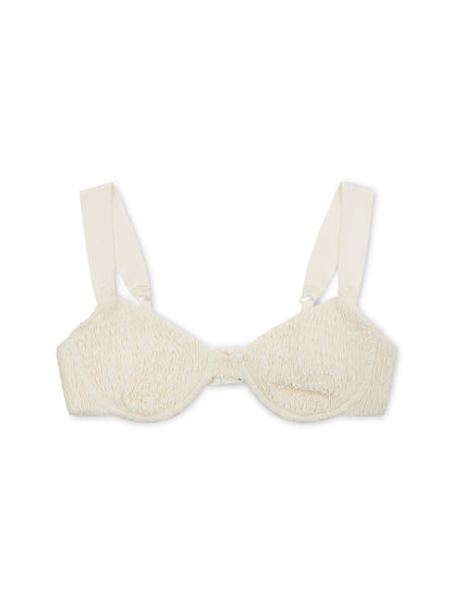 'STELLA' SHIRRED UNDERWIRED BIKINI TOP CREAM