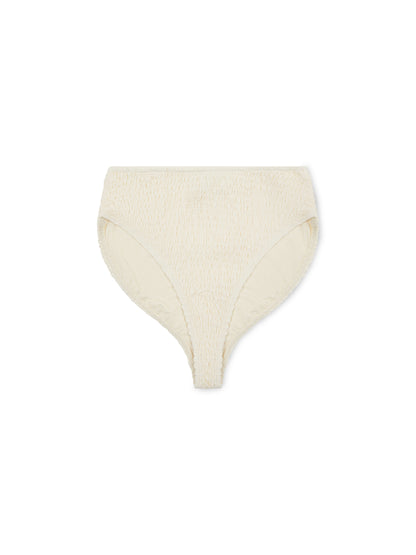 'STELLA' HIGH WAIST SHIRRED BIKINI BRIEF CREAM