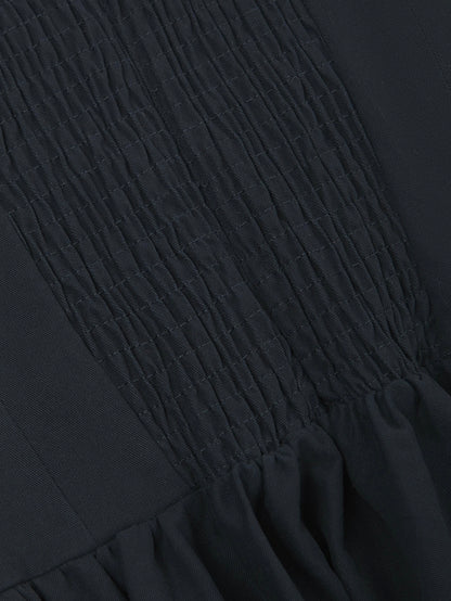 'ELODIE' SQUARE NECK CORSET MIDI DRESS NAVY