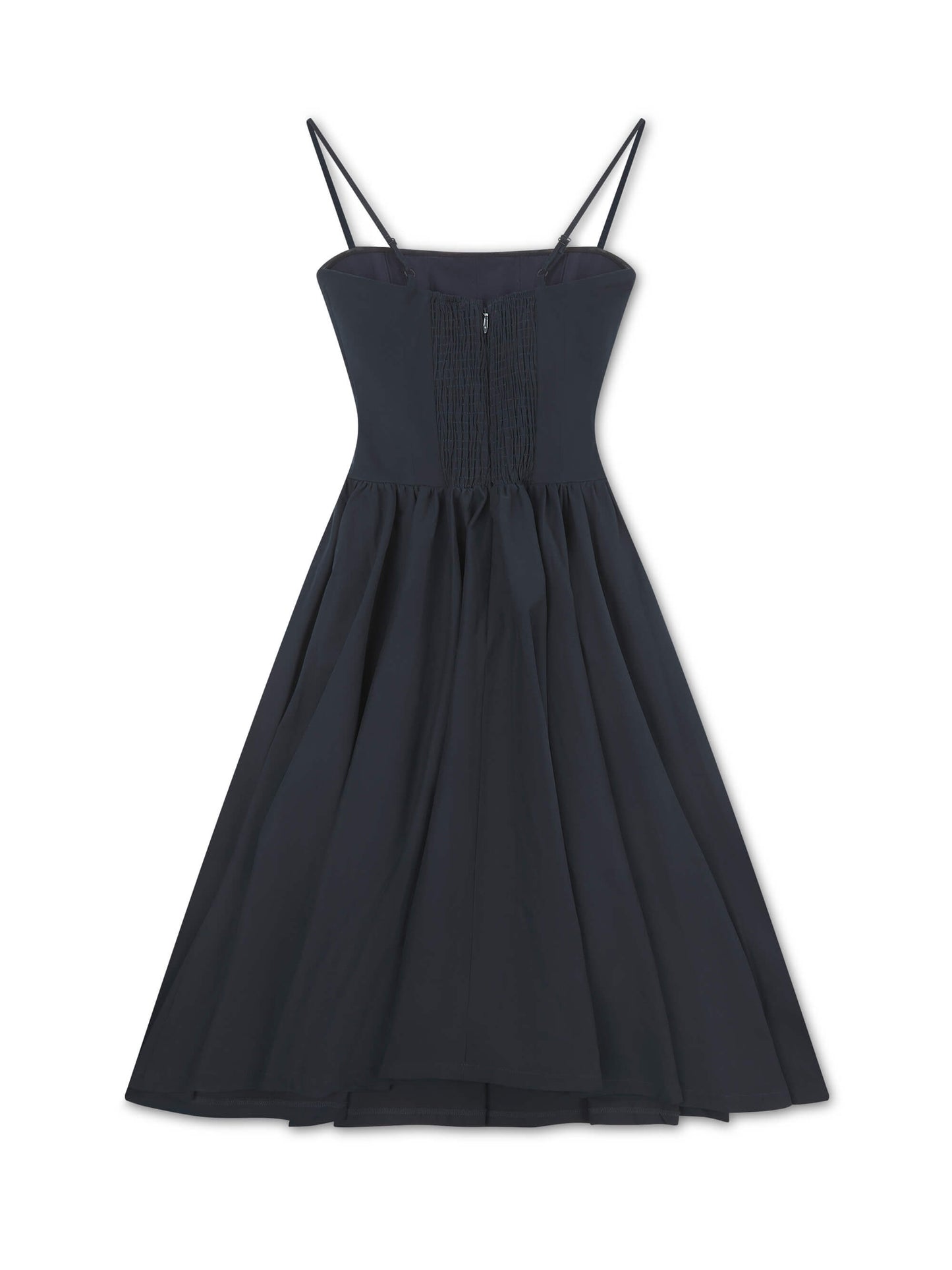 'ELODIE' SQUARE NECK CORSET MIDI DRESS NAVY