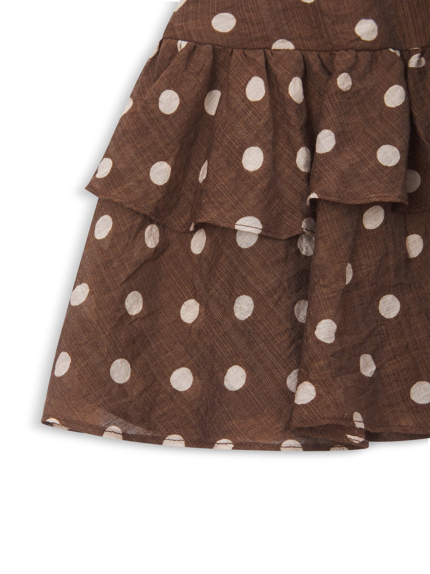 'VIVIAN' POLKA DOT TIERED RUFFLE SKORT BROWN