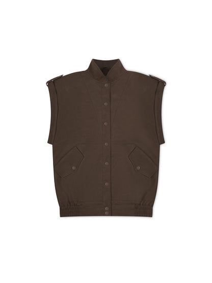 'SIENNA' FAUX LEATHER OVERSIZED MULTI WAY JACKET BROWN