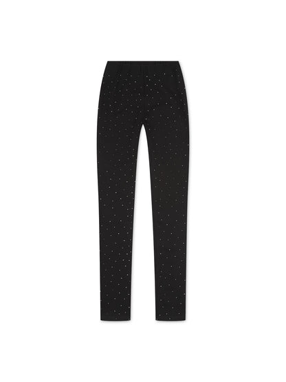 ‘LORNA’ RHINESTONE ZIP HEM LEGGINGS