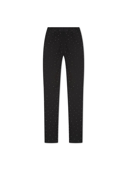 ‘LORNA’ RHINESTONE ZIP HEM LEGGINGS