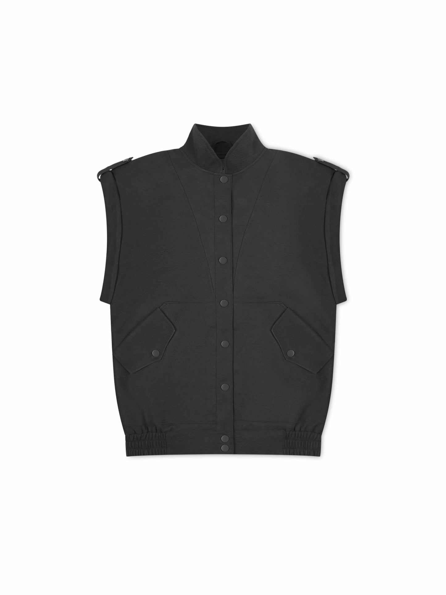 'SIENNA' FAUX LEATHER OVERSIZED MULTI WAY JACKET BLACK