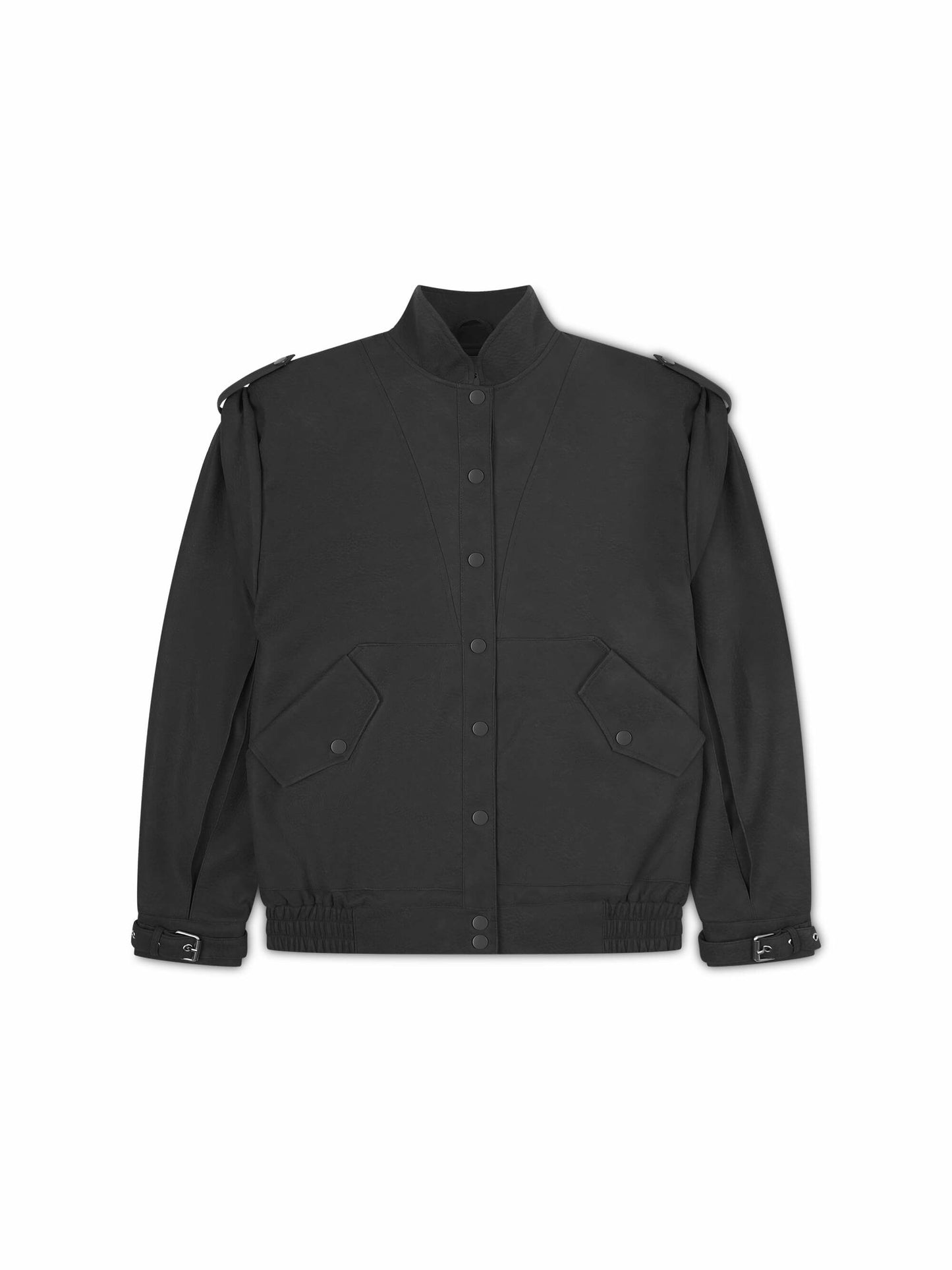 'SIENNA' FAUX LEATHER OVERSIZED MULTI WAY JACKET BLACK