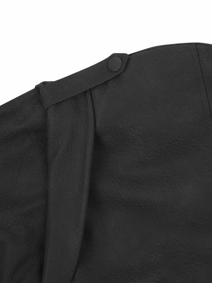 'SIENNA' FAUX LEATHER OVERSIZED MULTI WAY JACKET BLACK