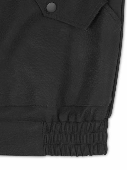 'SIENNA' FAUX LEATHER OVERSIZED MULTI WAY JACKET BLACK