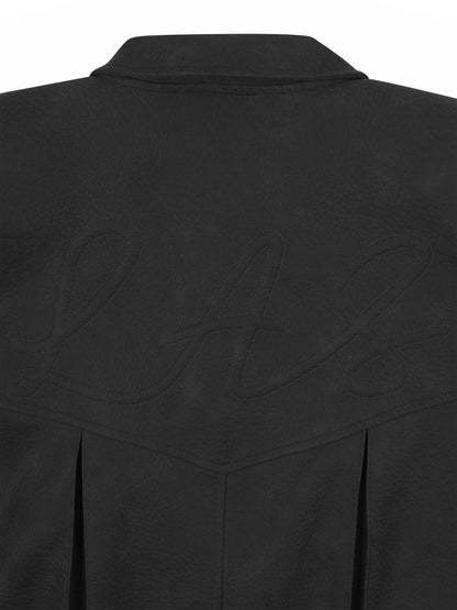 'SIENNA' FAUX LEATHER OVERSIZED MULTI WAY JACKET BLACK