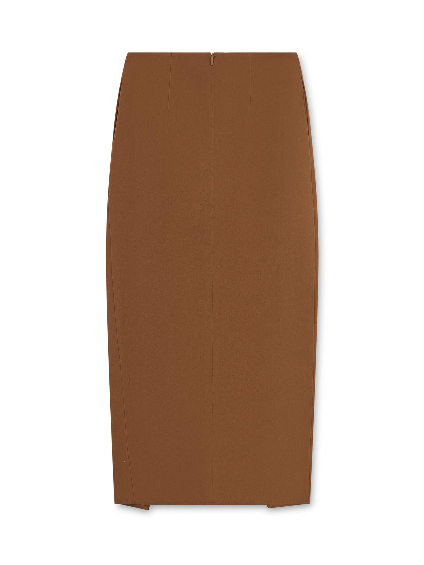 'BEVERLEY' WRAP FRONT MIDI SKIRT BROWN