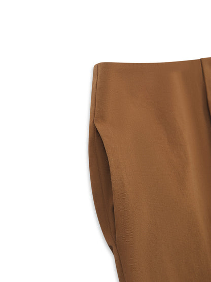 'BEVERLEY' WRAP FRONT MIDI SKIRT BROWN