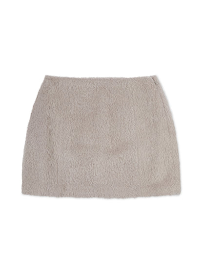 'LORIE' TEXTURED WOOL BLEND MINI SKIRT IN MINK