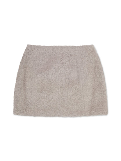 'LORIE' TEXTURED WOOL BLEND MINI SKIRT IN MINK