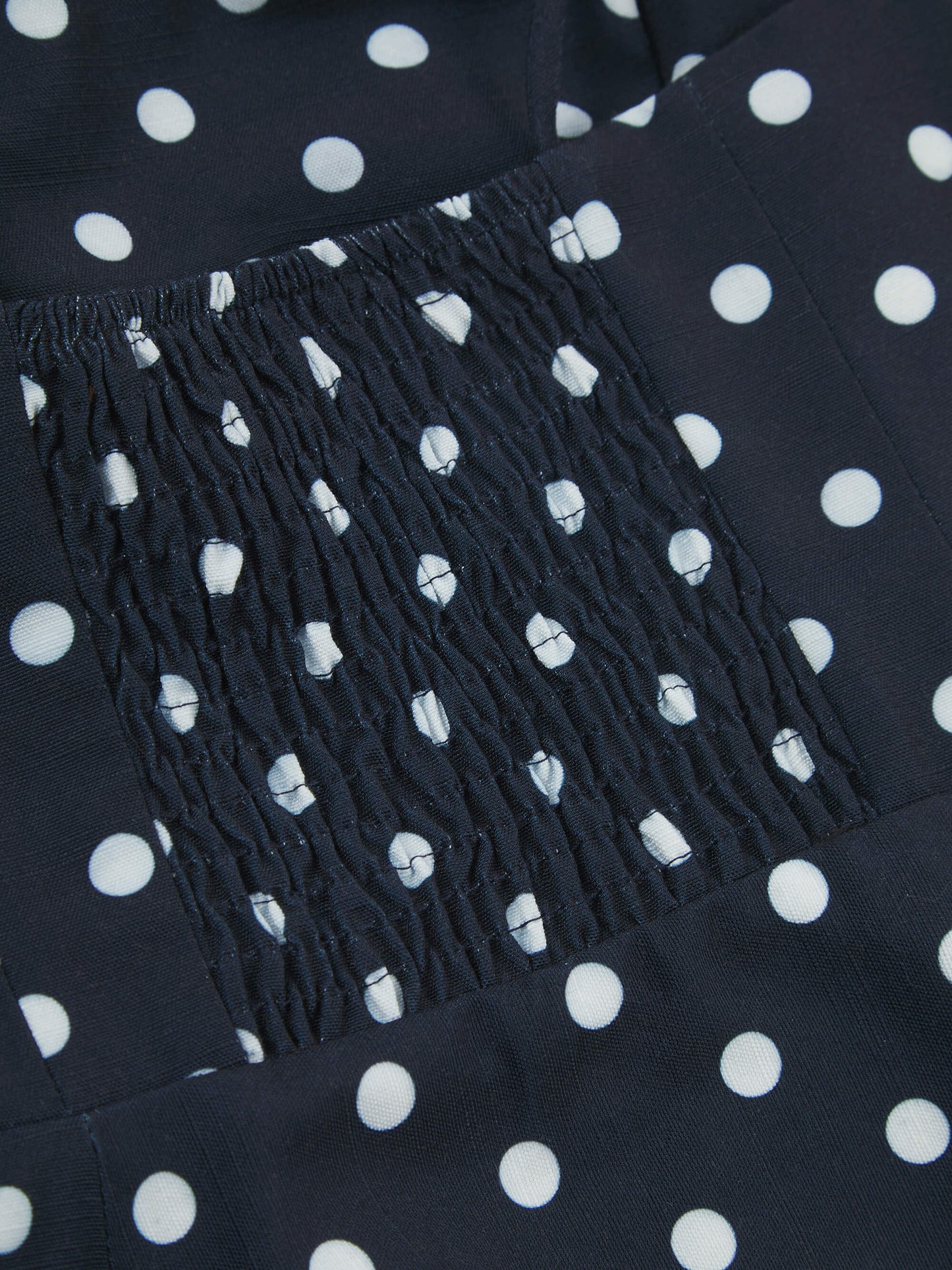 'LOTUS' POLKA DOT SQUARE NECK PEPHEM TOP NAVY