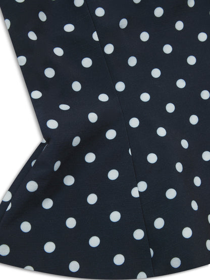 'LOTUS' POLKA DOT SQUARE NECK PEPHEM TOP NAVY