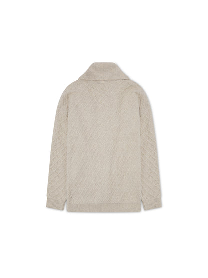 'CAMILLE' KNITTED CARDIGAN WITH SCARF DETAIL BEIGE