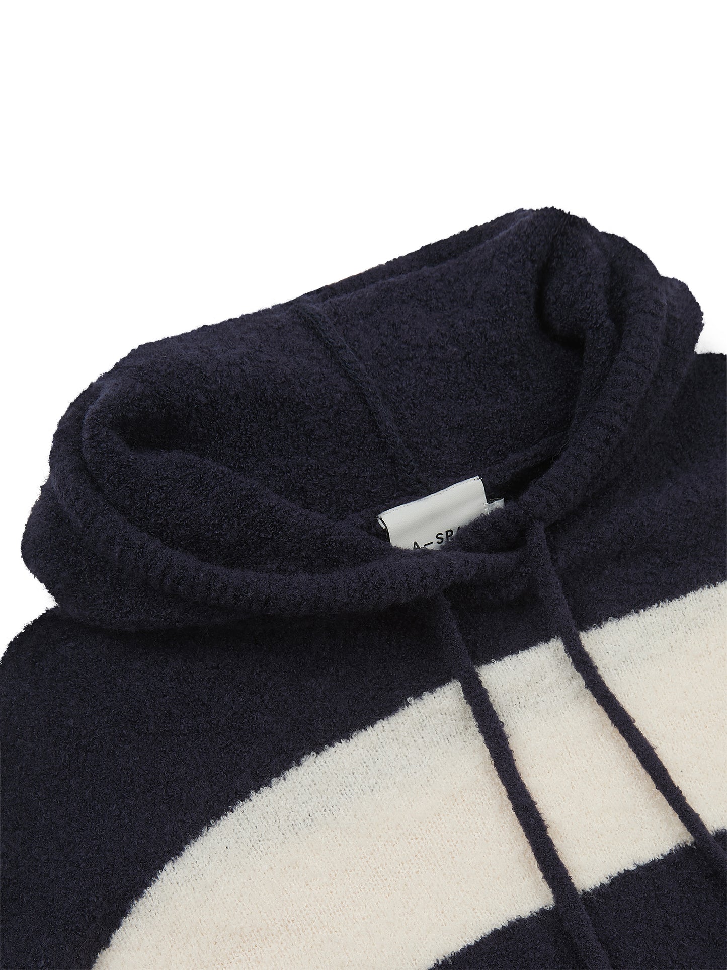 'HAMPTONS' KNITTED STRIPE BALLOON SLEEVE HOODIE NAVY