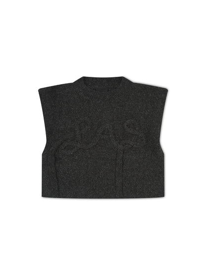 'MAINE' KNITTED APPLIQUÉ DETAIL VEST GREY