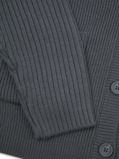 'NEW ENGLAND' KNITTED APPLIQUÉ DETAIL CARDIGAN SLATE GREY