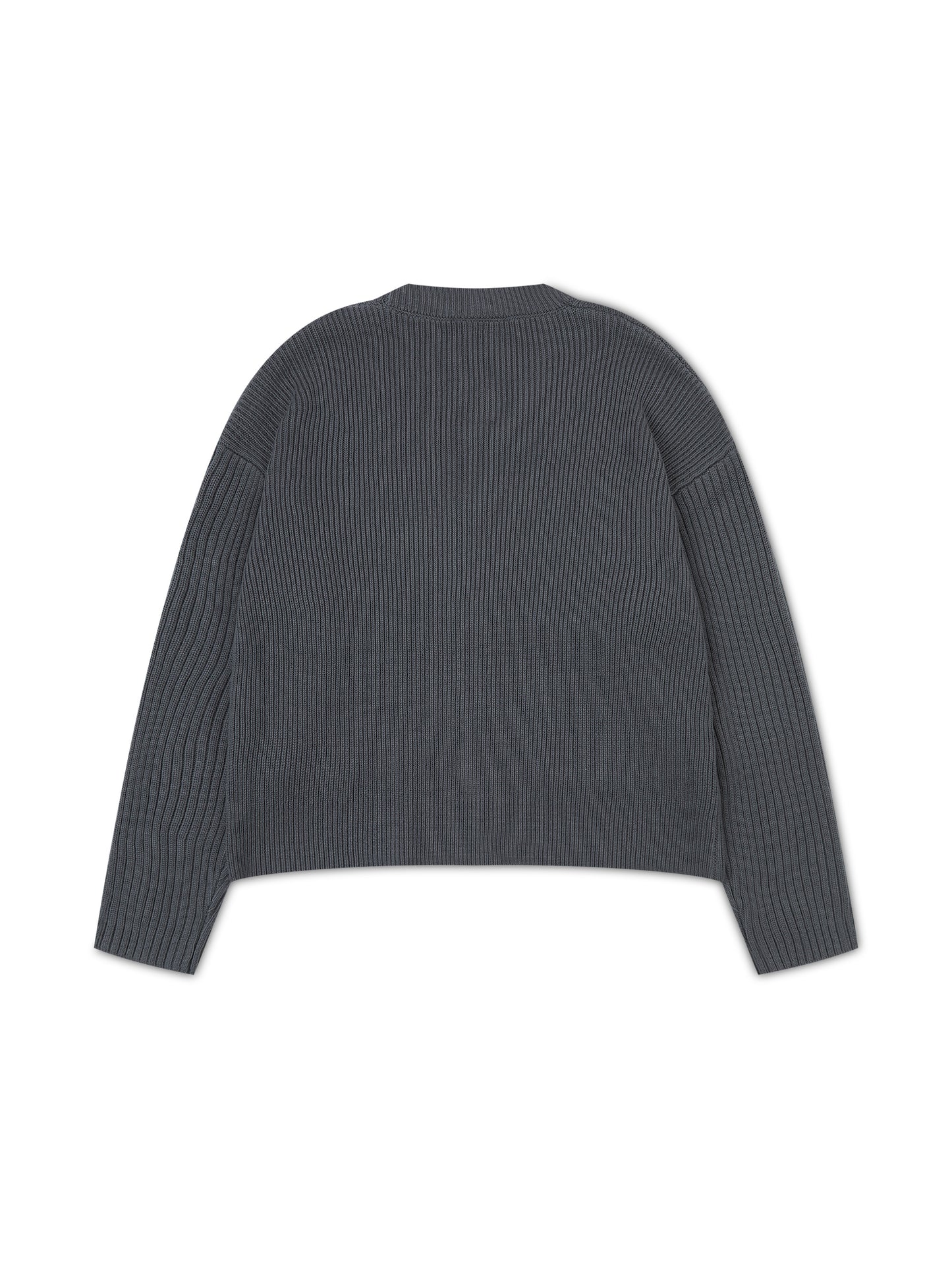 'NEW ENGLAND' KNITTED APPLIQUÉ DETAIL CARDIGAN SLATE GREY