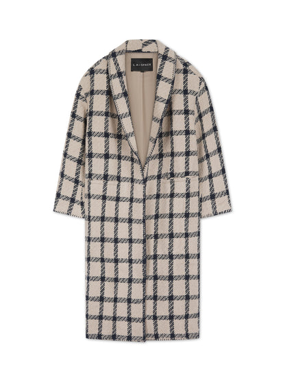 'BOHÉME' LONGLINE BLANKET STITCH OVERCOAT BEIGE